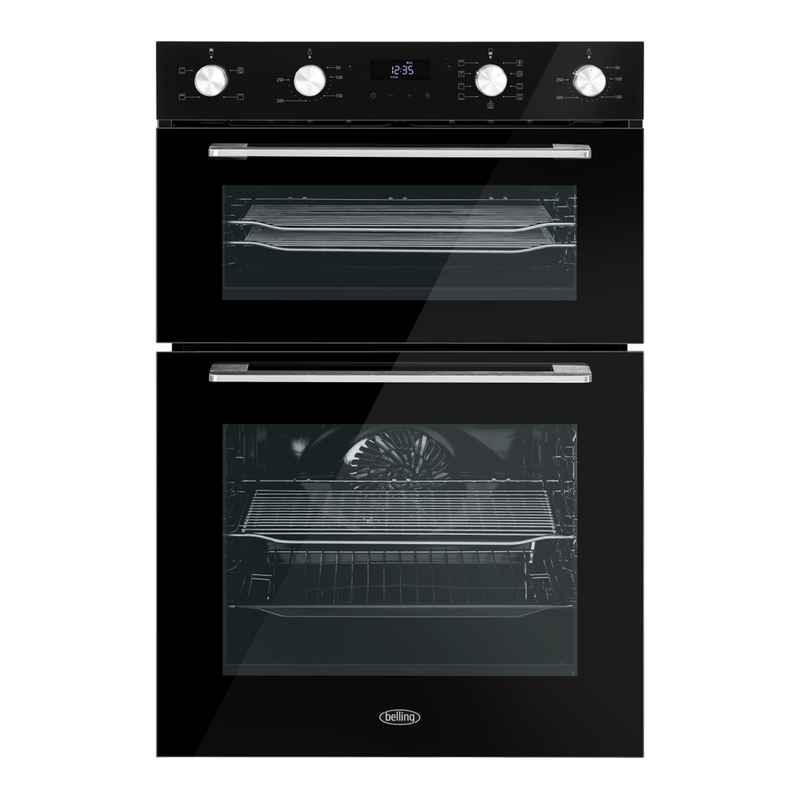 Belling BEL BI903MFC 90cm Built-In Double Multifunction Oven - Black/Stainless - A Rated MegaBDM