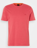 BOSS Cotton Jersey T-Shirt with Logo Patch - Light/Pastel Red MegaBDM