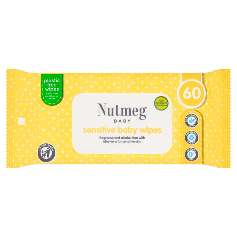 Nutmeg Sensitive Baby Wipes 60 Wipes per Pack MegaBDM