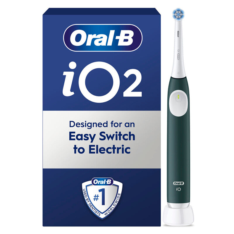 Oral-B iO2 electric toothbrush, 3 modes, 100% cleaner teeth, automatic pressure sensor, quiet sound, long-lasting battery, forest green MegaBDM