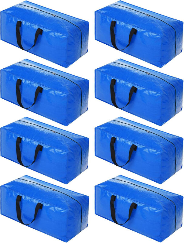 Storage Bags with Lids, 8-Pack, Heavy-Duty Moving Cardboard Box, Large Size with Zipper and Handles, Suitable for Clothing Storage, Moving, Camping, Storing Bedding etc. 73*34*37cm MegaBDM