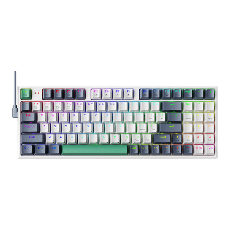 MACHENIKE K500-B94 90% Mechanical Wired Keyboard, QWERTY US Layout, Red Switch RGB White MegaBDM