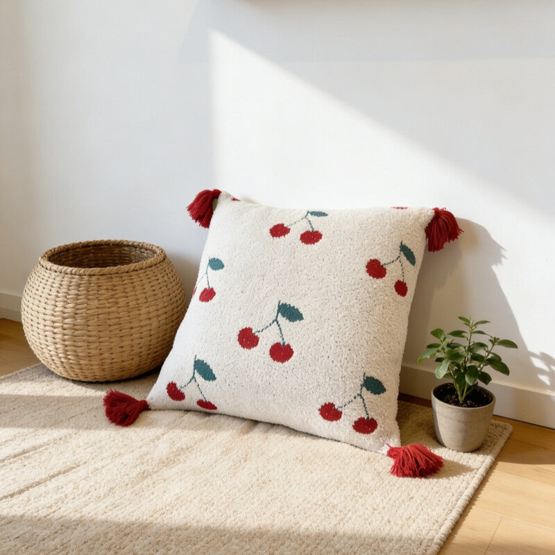 MEROPE, Sherpa Acrylic Knit Cushion cover, 50x50cm, cherry, 1pack MegaBDM
