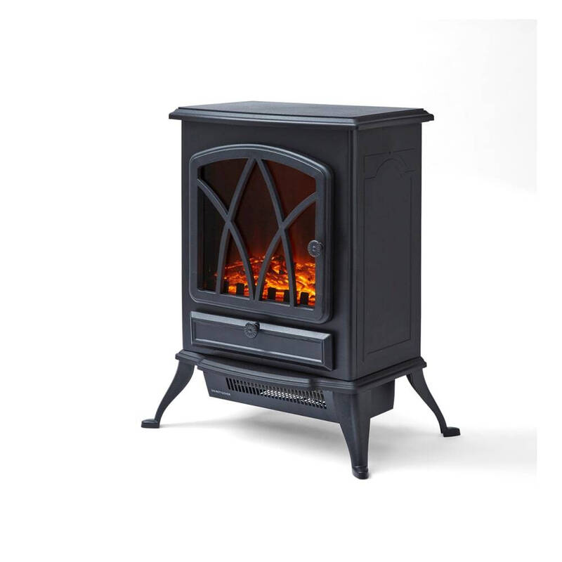 Warmlite Stirling Portable Electric Fire Stove Heater, 2000W, 2 Heat Settings, Realistic LED Flame Effect, Adjustable Thermostat, Overheat Protection - Black, WL46018 MegaBDM