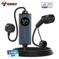 Goneo Portable EV Charger UK 3 Pin Plug Type 2, 8M 2.3kW Adjustable Current, IP66 Waterproof, Electric Car Charger for Home Travel MegaBDM