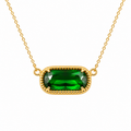 VoxorAI Hypoallergenic Natural Zirconia Gold Necklace for Women Green Zirconia Wholesale Ins-Style Luxury Collarbone Chain with Crystal Pendant MegaBDM