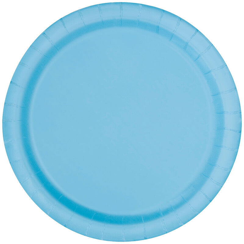 Unique Party Paper Plates, Powder Blue, 17cm, 8 Pack MegaBDM