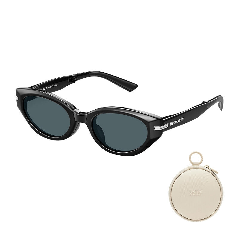 Beneunder FD315-CN304, Cat-Eye Foldable Sunglasses, Black Frame, Grey Lenses MegaBDM