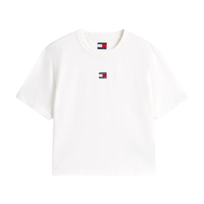 Tommy Badge Boxy Crew Neck T-Shirt Ecru MegaBDM
