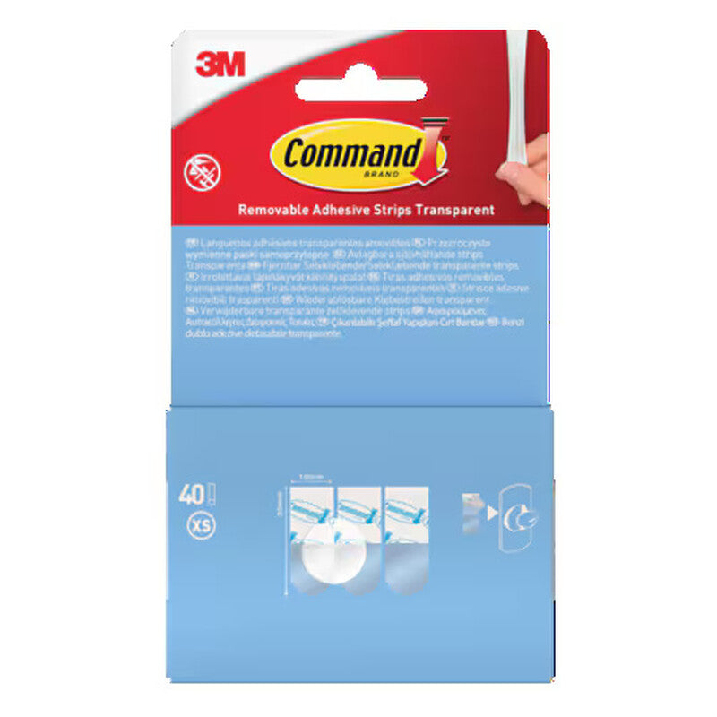 3M Command Adhesive Strips Replacement Extra Small Clear (Pack of 40) MegaBDM