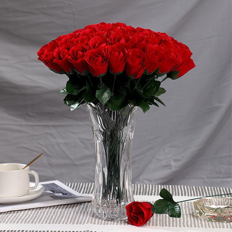20Pcs 14in/36cm Home Placement of Single Artificial Roses, Flower Arrangement, Fake Flowers, Artificial Bouquets, Artificial Silk Flowers, Artificial Flowers (Red) MegaBDM