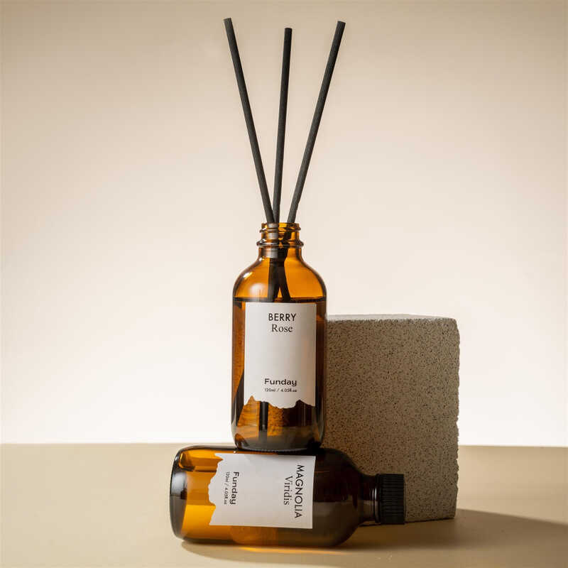 Zooly Slim Bottle Reed Diffuser (New Style) - Sandalwood No.33 (Woody Tone), 120ML, 1 Set MegaBDM