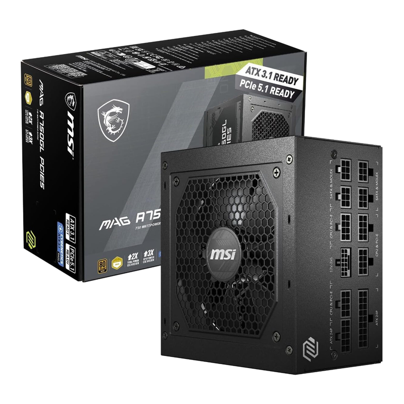 MSI 750W ATX Fully Modular Power Supply - MAG A750GL PCIE5 MegaBDM
