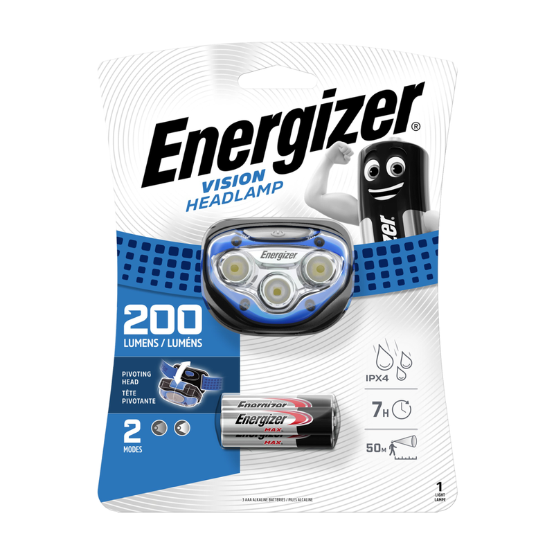 Energizer Vision Headlamp 200 Lumens + 3×AAA Batteries MegaBDM