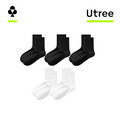 Utree - Men's Antibacterial, Breathable, Business, Pure Cotton, Thin Low-Cut Socks - Black + Black + Black + White + White - 24-26 MegaBDM