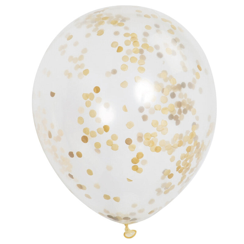 Unique Party Confetti Balloons, Gold, 30cm, 6 Pack MegaBDM