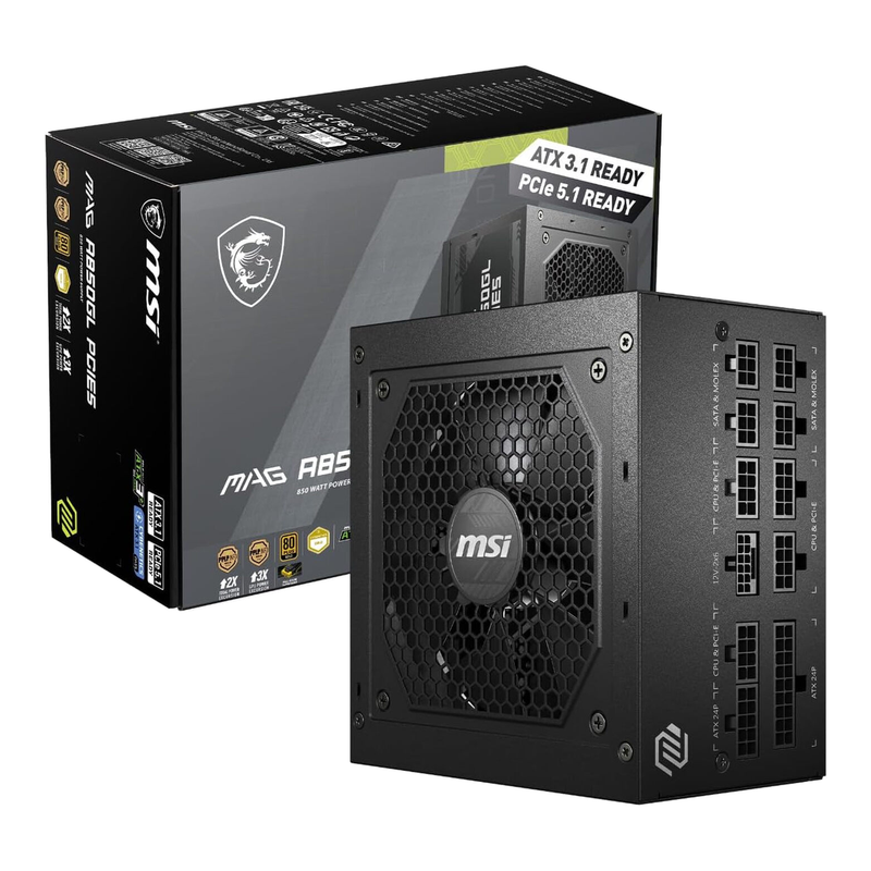MSI 850W ATX Fully Modular Power Supply - MAG A850GL PCIE5 MegaBDM
