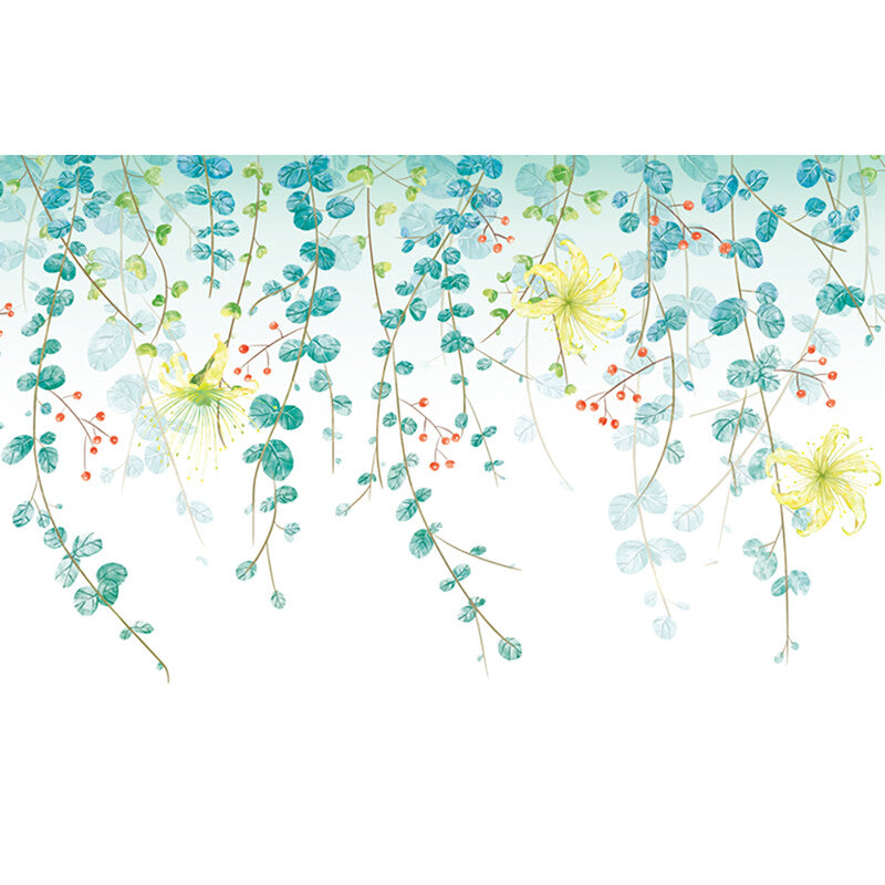 Green Tropical Assorted Leaves Decals Removable PVC Wall Stickers - Living Room Bedroom Office Home Decorations,Falling green Leaves MegaBDM