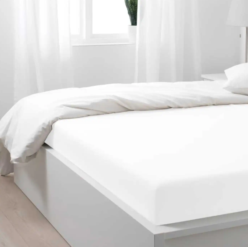 NightComfort Fitted Sheet Non Iron Polycotton Deep Fit 35cm White King MegaBDM