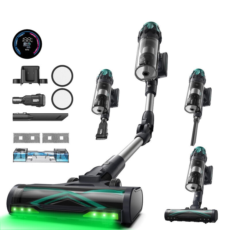 Vactidy V15 Cordless Vacuum Cleaner with Mopping, 65kPa Powerful Suction, 60min Runtime, Flexible Tube, GreenEye Tech, Wall Mount Charging, Anti-Tangle Stick Vacuum for Pet Hair, Carpets EU MegaBDM