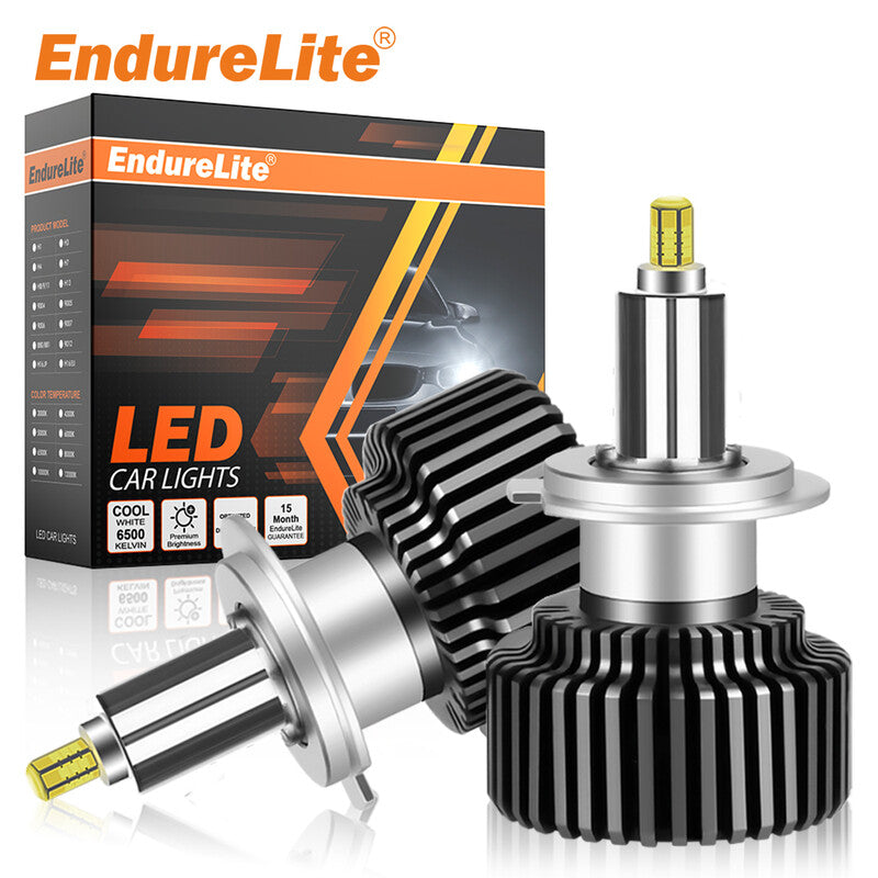 ENdureLite H1 H7 H4 H11 9005 9006 9012 Headlight LED Bulbs 27000LM Brightness 300% Brighter, 360 Degree, CSP Chips 1:1 Mini Size, 6000K Cool White Lights with Cooling Fan, 3 Minutes Installation, Pack of 2 MegaBDM