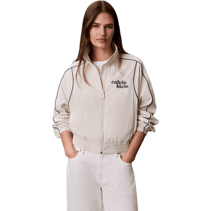 Calvin Klein Jeans Women Nylon Piping Jacket - Chalk MegaBDM