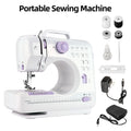 IAGREEA Mini Portable Electric Sewing Machine, 12 Stitches Dual Power Sewing Machine with LED Light, Easy to Use for Home DIY, Clothing Mending & Kids Craft Projects, Purple MegaBDM