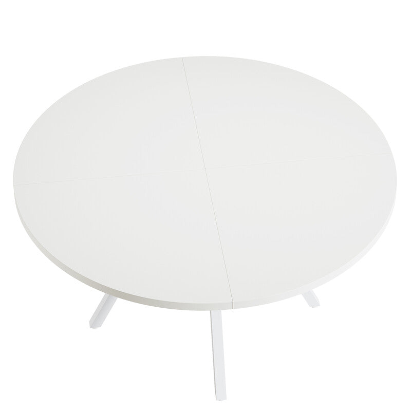 LANTINE Round Dining Table, 120CM Large Kitchen Tables for 6-8 People, Modern Style with Metal Legs for Dining Room Kitchen Cafe (Only Table) MegaBDM