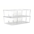 JORDAN&JUDY Compartment Storage Box, PET Material, Transparent, Desktop Organizer for Snacks, Coffee, Tea Bags, 26.5*15.3*8.9cm, 2-Pack MegaBDM