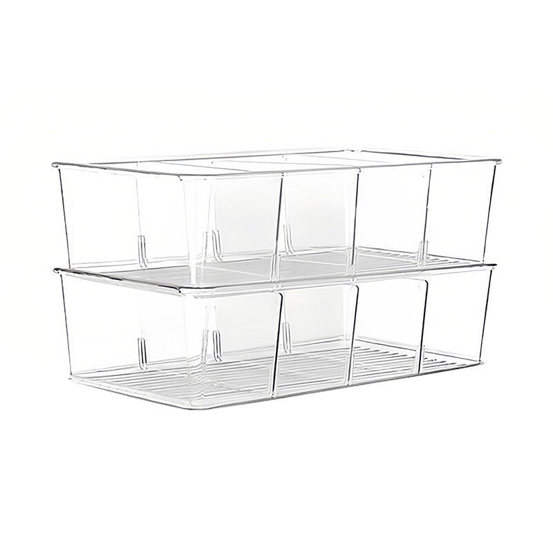 JORDAN&JUDY Compartment Storage Box, PET Material, Transparent, Desktop Organizer for Snacks, Coffee, Tea Bags, 26.5*15.3*8.9cm, 2-Pack MegaBDM