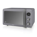 Swan Retro LED Digital Microwave - Grey, 20L, 800W, with Glass Turntable, 5 Power Levels & Defrost Setting, SM22030LGRN MegaBDM