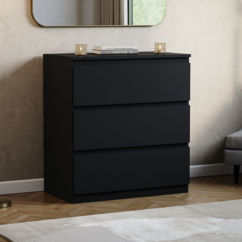 Vida Designs Drawer Chest Denver 3 Drawers, Black MegaBDM