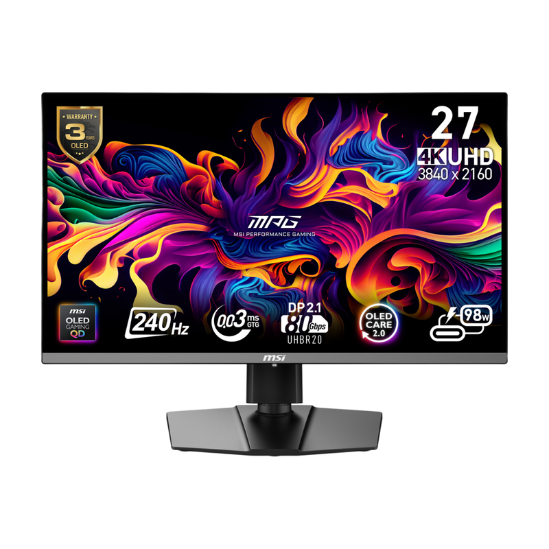 MSI MPG 272URX QD-OLED 27" Gaming Monitor | 4K UHD | 240 Refresh Rate | 0.03ms Response Time | Adaptive Sync MegaBDM