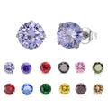 Titanium Steel Four Claw Crystal Color Zircon Thin Rings - Golden 6mm Purple Blue round Zirconium One MegaBDM