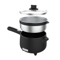 Drew & Cole Cleverpot Cooking Pot - Black, 1.2L, 600W, Compact, Portable, Serves Up to 3 People, With Glass Lid & Steam Basket MegaBDM