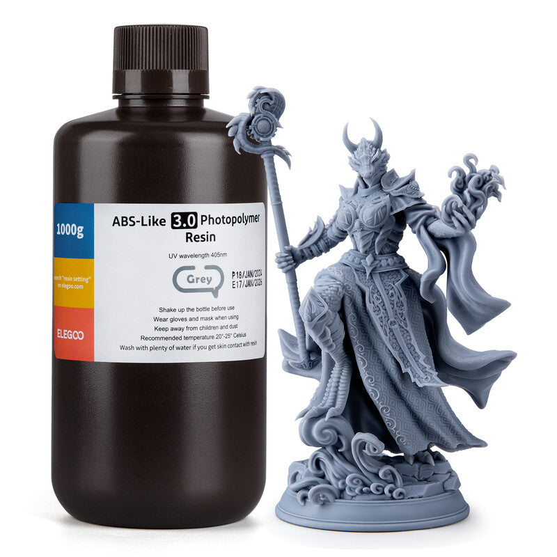 Elegoo ABS-Like 3.0 3D Printer Resin 1000g, High Precise Printing Resin, Upgraded Strength and Toughness, 405nm LCD UV-Curing for MSLA/LCD/DLP 3D Printer MegaBDM