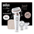BRAUN Silk-épil 9 Epilator with 360° Flexible Head, Wet & Dry, Long Lasting Smooth Skin, 9-060 3D, White/Pink,Top Gift Picks MegaBDM