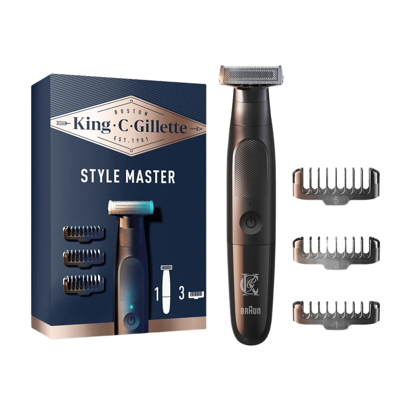 Gillette King C Style Master Beard Trimmer Stubble Trimmer & Electric Shaver With One 4D Blade Includes 3 Comb Attachments 1 Set MegaBDM