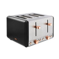 Tower Cavaletto 4-Slice Toaster, Retro, 1800W, Cord Storage, Black and Rose Gold - T20051RG MegaBDM