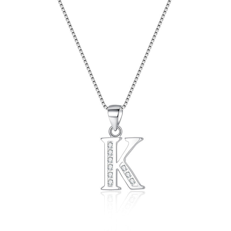 Ever Faith Cubic Zirconia Initial Pendant Necklace - Letter K MegaBDM