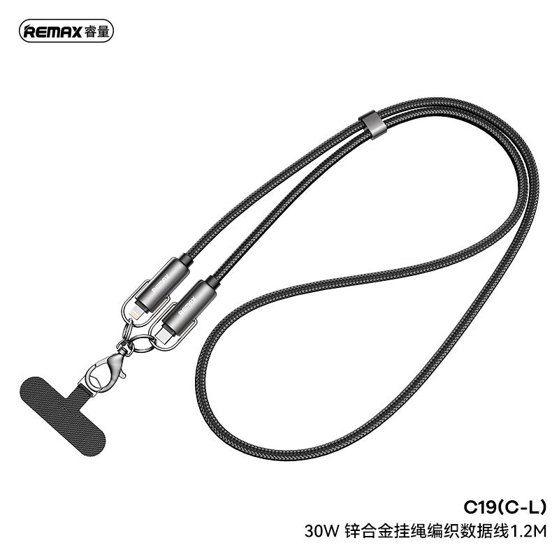 REMAX 30W Zinc Alloy Braided Data Cable – USB-C to Lightning – 1.2M – Black MegaBDM