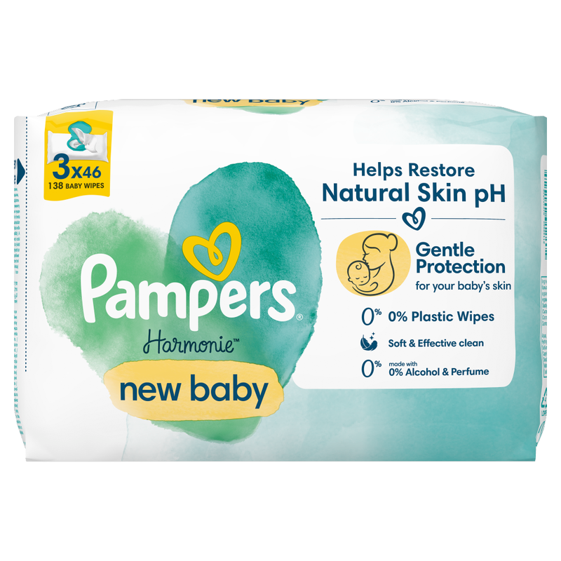 Pampers New Baby Plastic Free Wipes 3Pack 138Wipes MegaBDM