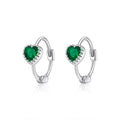 Ever Faith Cubic Zirconia Heart Birthstone Small Dainty Huggie Dangle Hoop Earrings