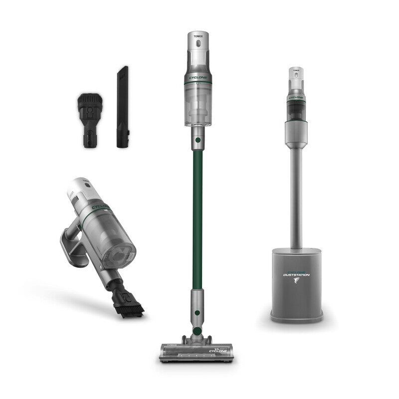 Tower VL220 Cyclone Dust Master Vacuum Station with EVO Anti-Tangle Floor Head 25.9V Titanium and Black T527102 MegaBDM