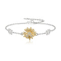 Ever Faith Cubic Zirconia Sunflower Honeybee Bracelet with Interlocking Heart Charm and Adjustable Link Jewelry MegaBDM
