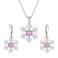 Ever Faith Snowflake Pendant Necklace and Leverback Earrings Set with Cubic Zirconia MegaBDM
