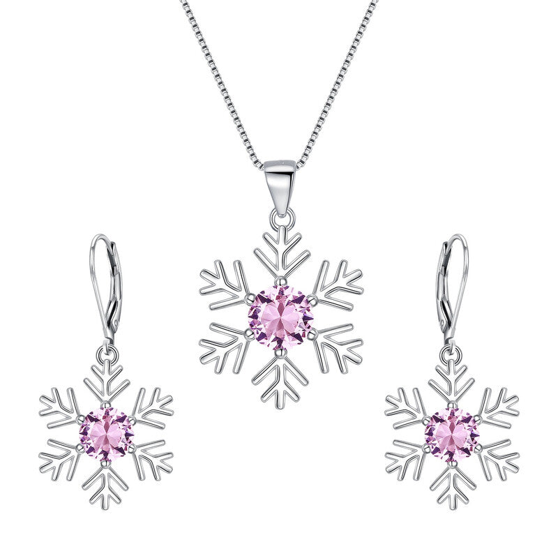 Ever Faith Snowflake Pendant Necklace and Leverback Earrings Set with Cubic Zirconia MegaBDM