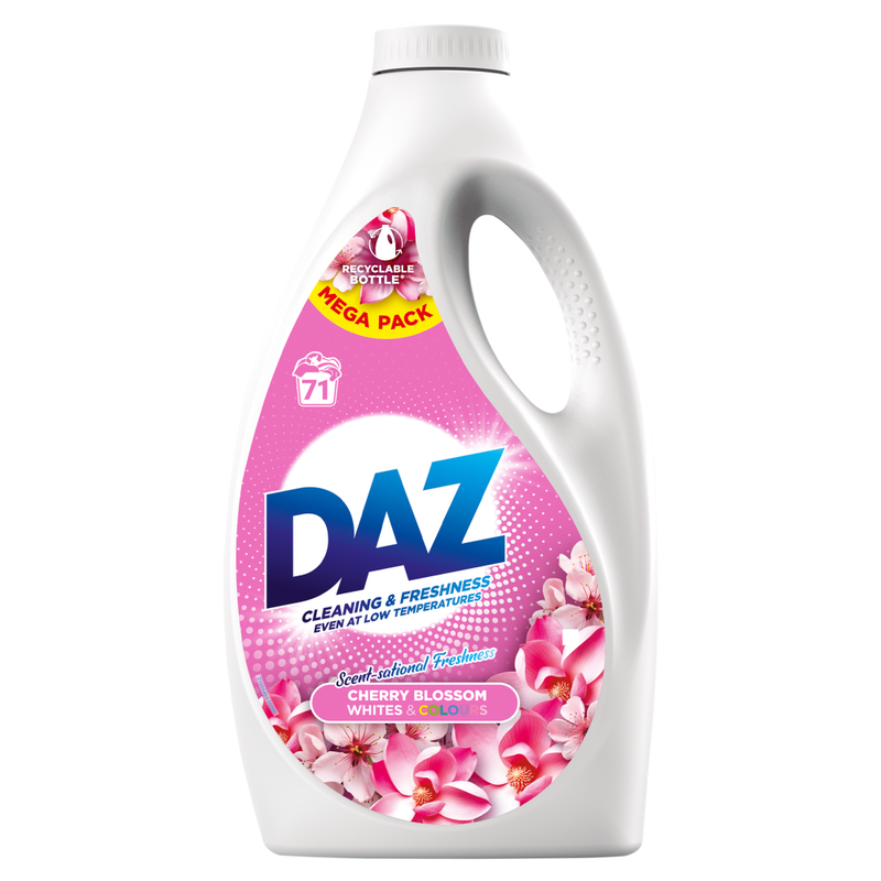 Daz Liquid Laundry Detergent, Cherry Blossom, Whites & Colours, 71 Washes, 2.34l MegaBDM