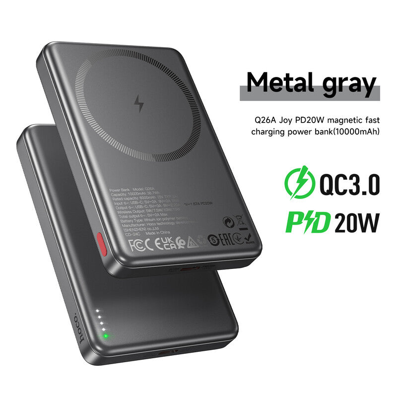 HOCO Q26A Joy 10000mah Magnetic Power Bank - Metal Grey MegaBDM