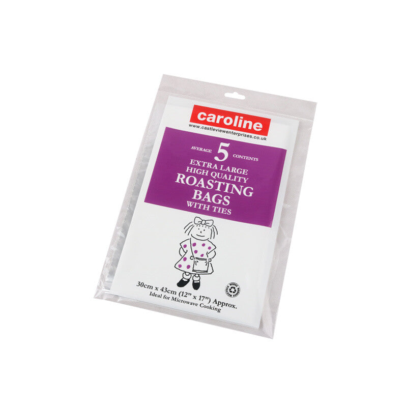 Caroline Clear Roasting Bags with Wire Polybag Tie, 300 x 430mm, Pack of 5 MegaBDM